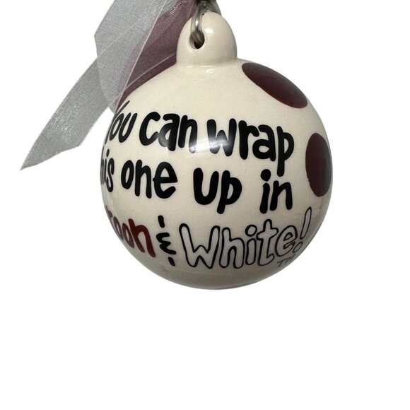 Mississippi State Bulldog Ornament Maroon White Ceramic Christmas Ball Decor - Picture 6 of 10